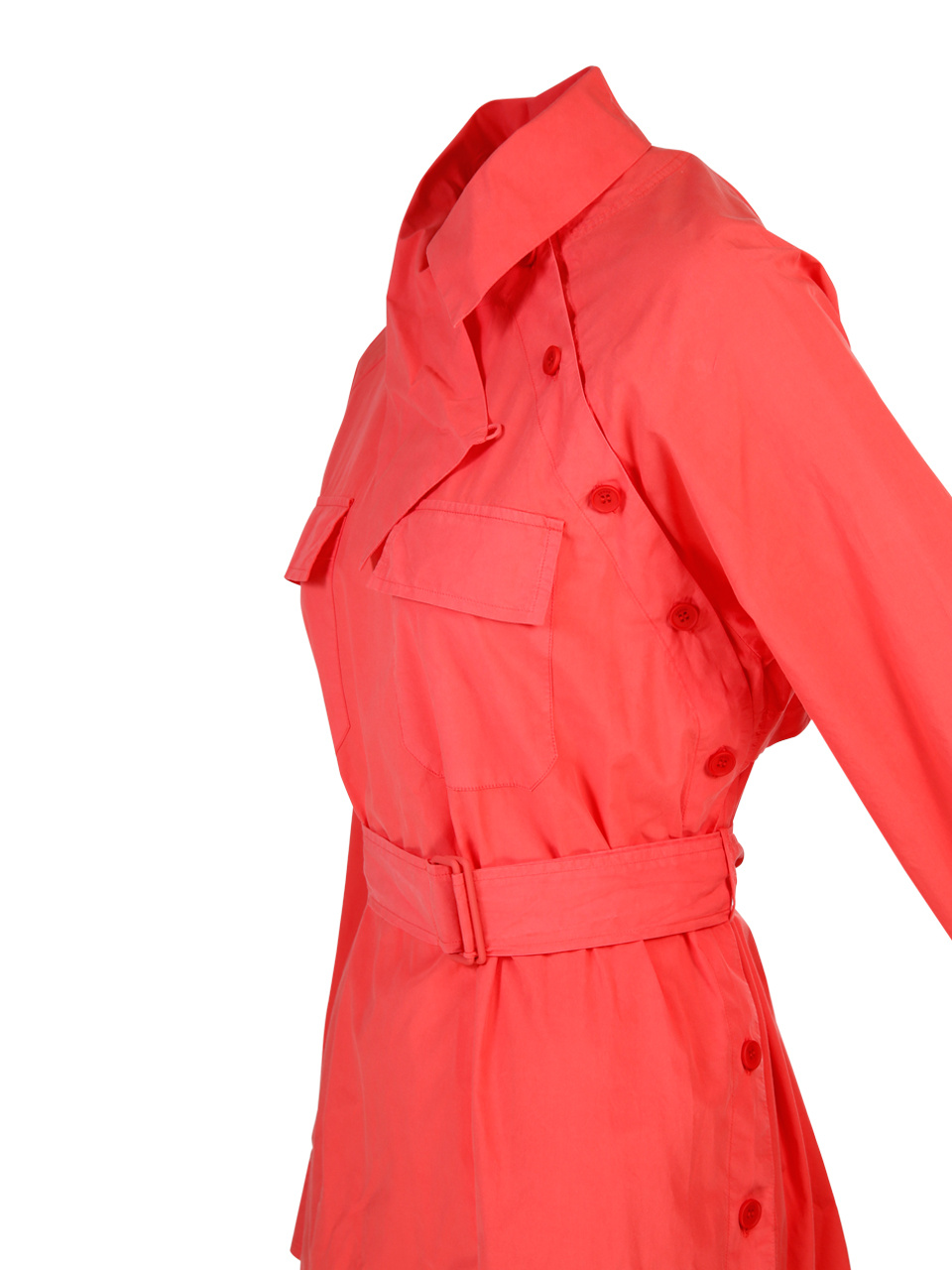 Kenzo Asymmetric Neckline Belted Shirt Dress In Orange