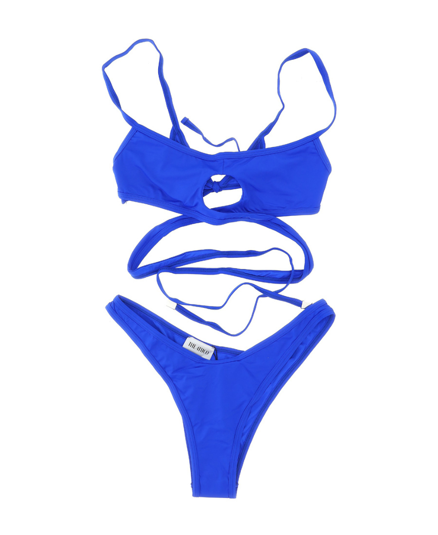 Attico Cut-out Wraparound Bikini In Blue