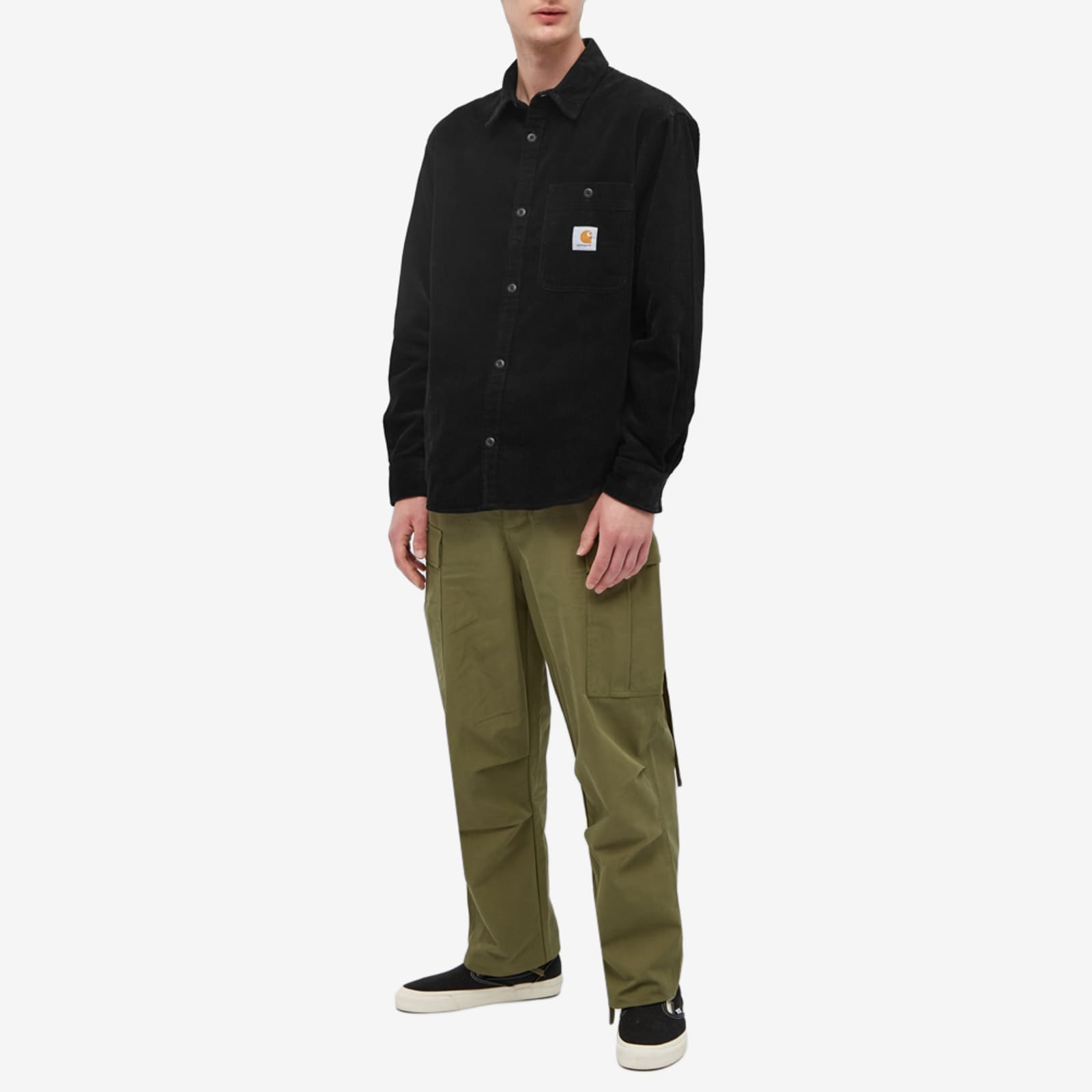 Carhartt Work In Progress Flint Corduroy Button-up Shirt In Black