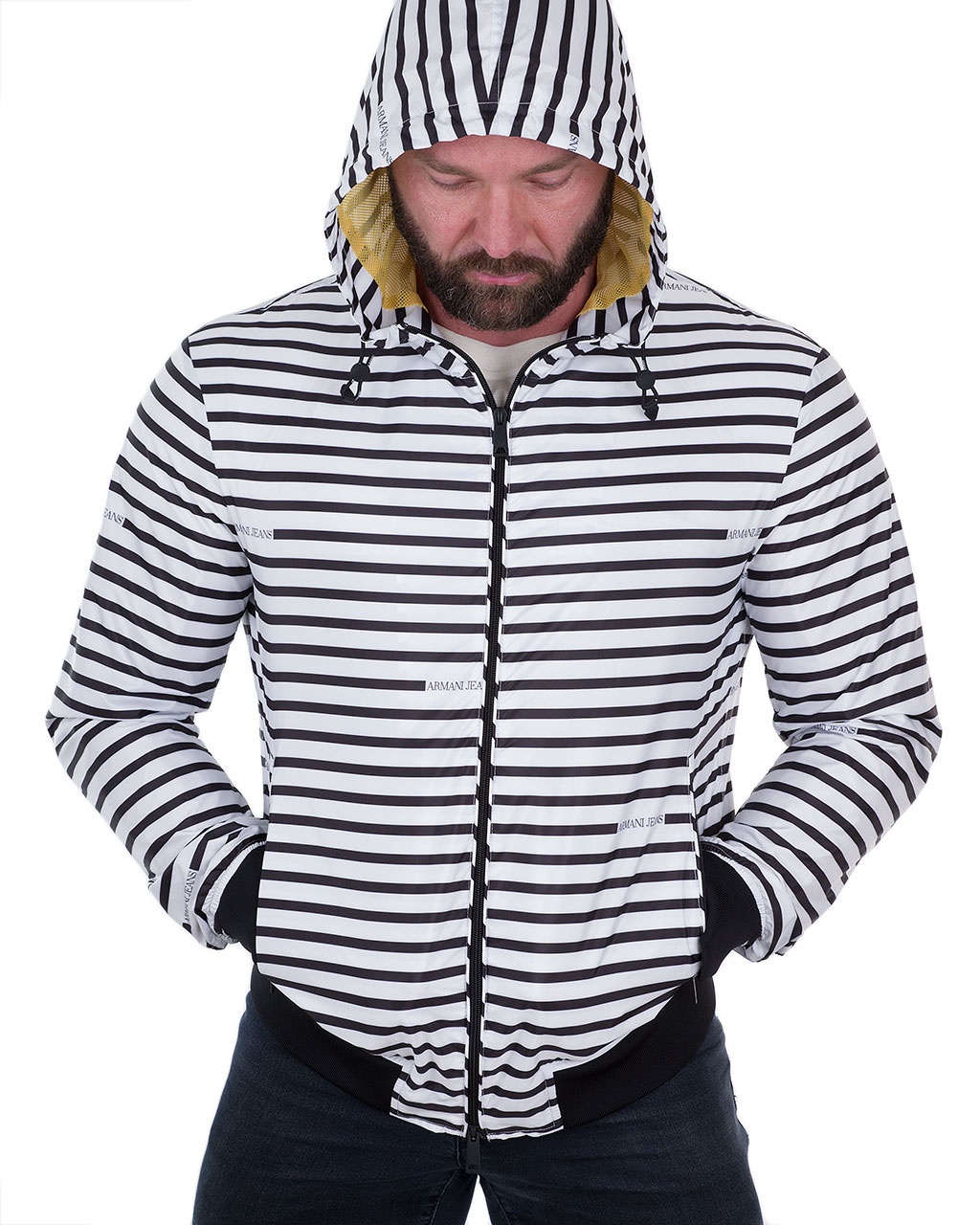 ARMANI JEANS STRIPED CASUAL JACKET