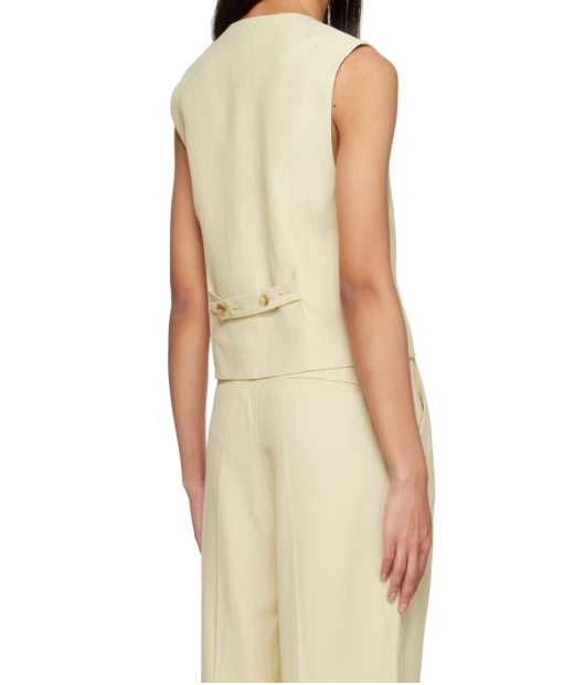 Loulou Studio Short-sleeved V-neck Vest In Neutral