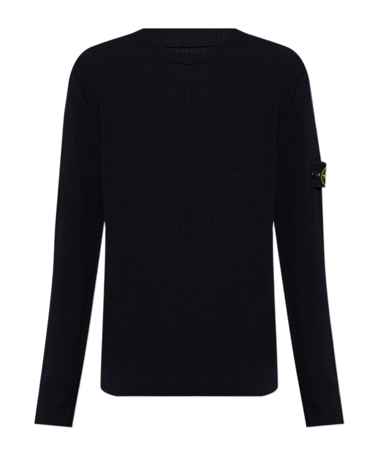 Shop Stone Island Logo Patch Knitted Jumper In Blue