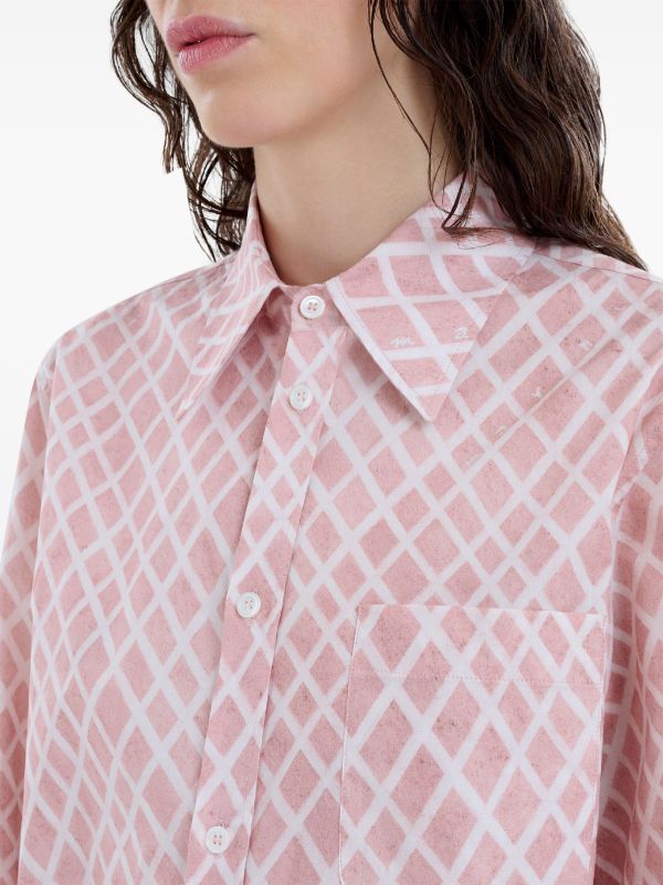 Marni Patterned Long-sleeve Shirt In Pink