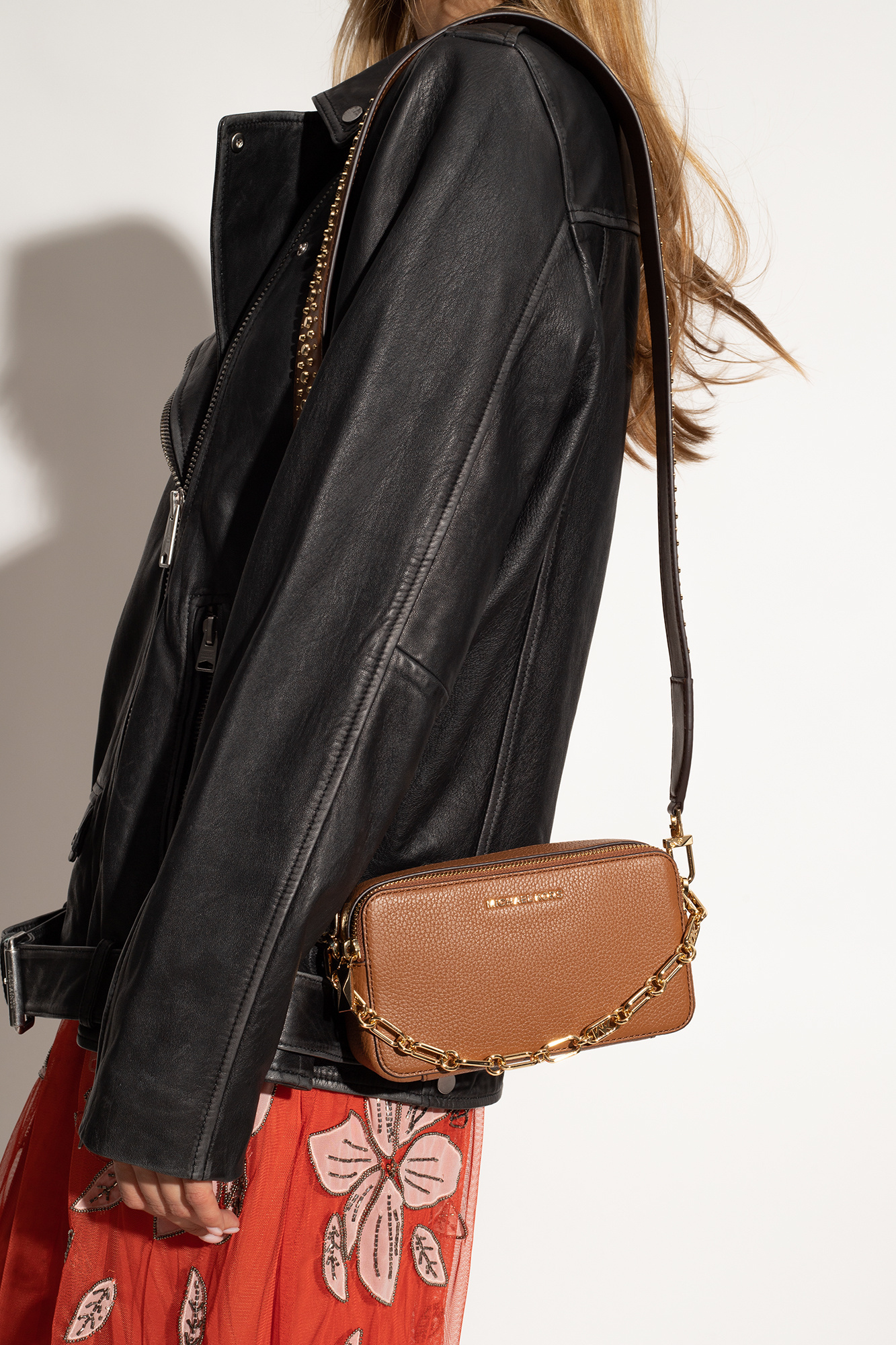 Michael Michael Kors Small Logo-lettering Camera Bag In Brown