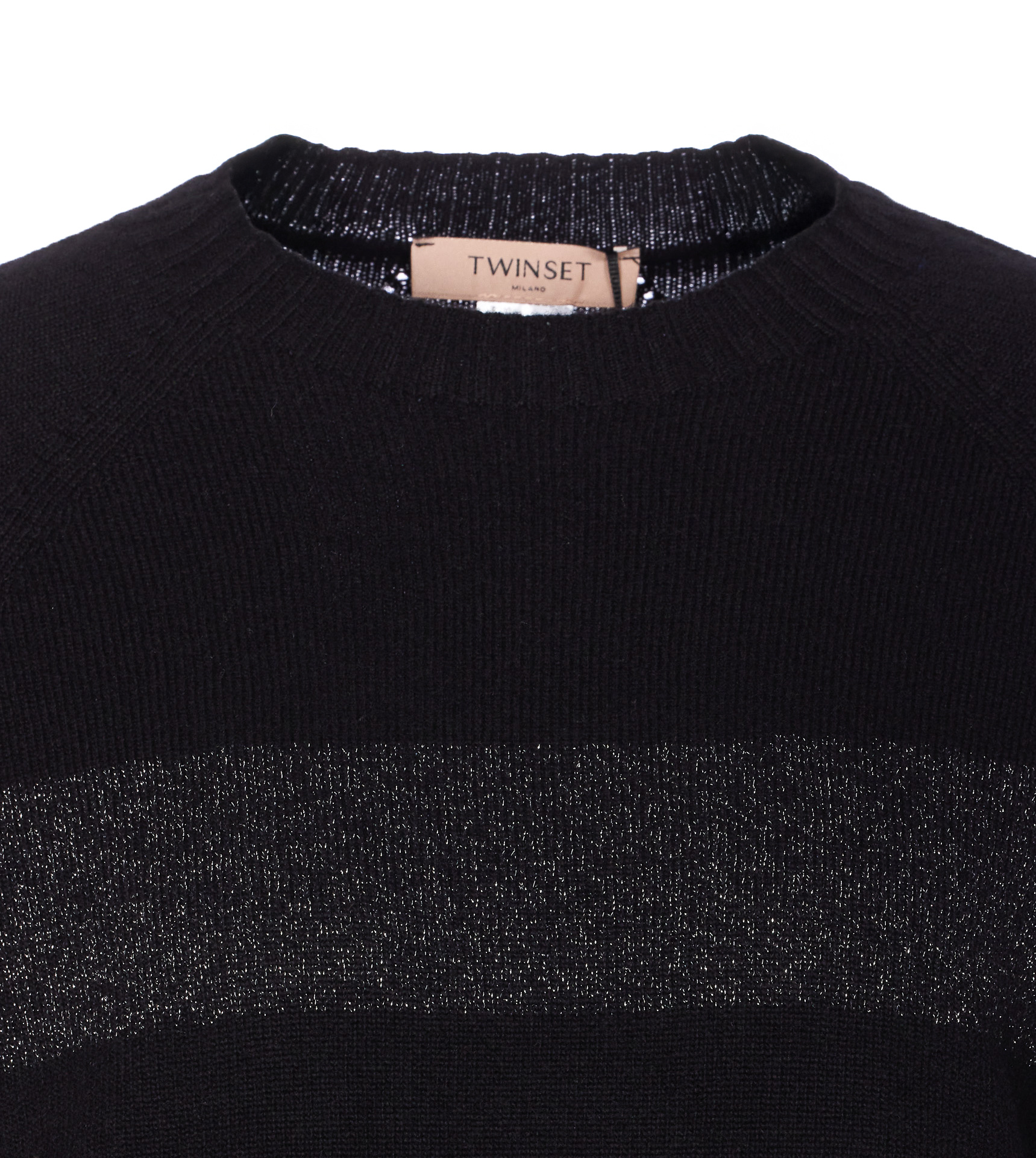 Twinset Striped-pattern Sweater In Black