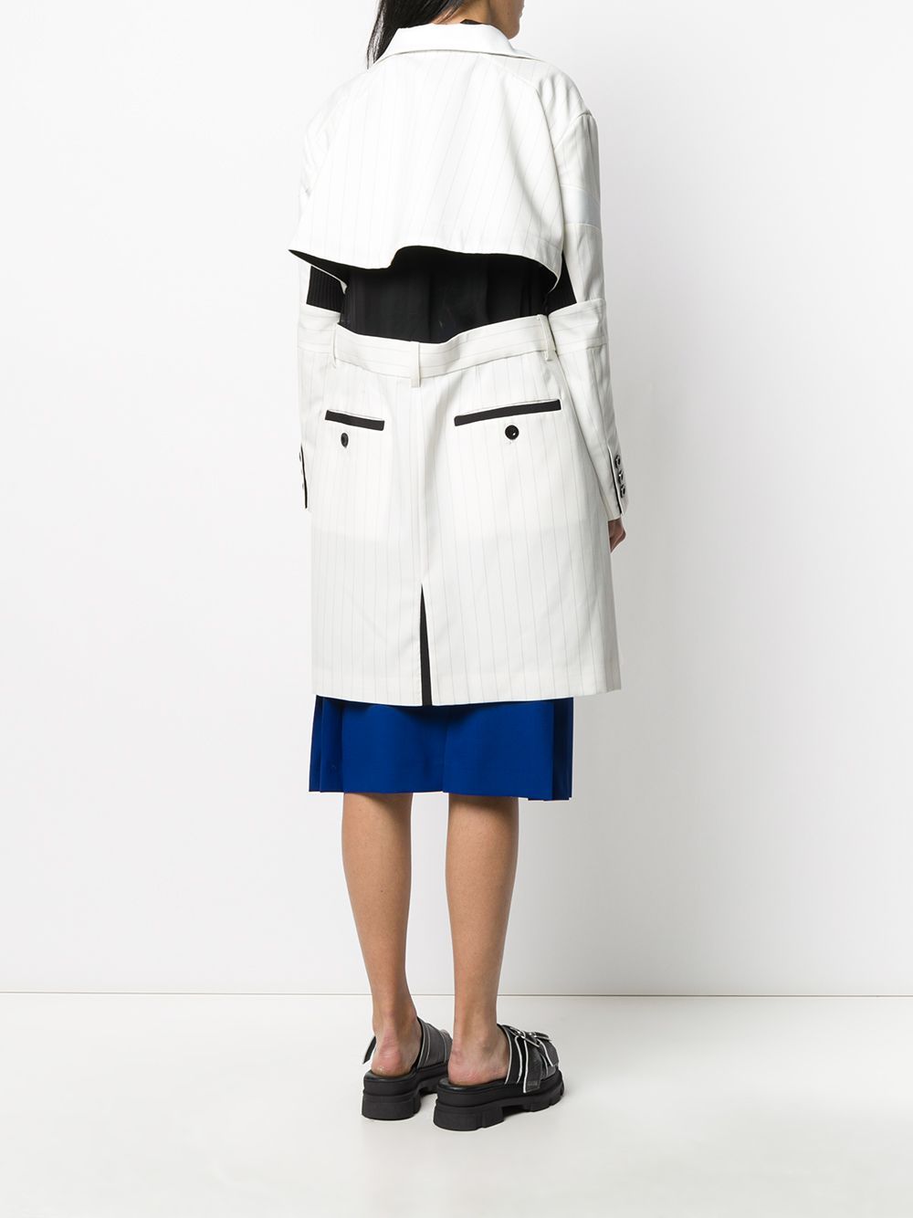 Shop Sacai Hybrid Contrast Panel Coat In White