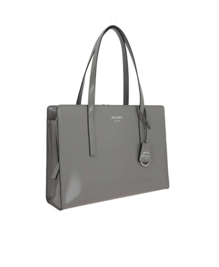 Prada Medium 1995 Re-edition Brushed Leather Tote Bag In Gray