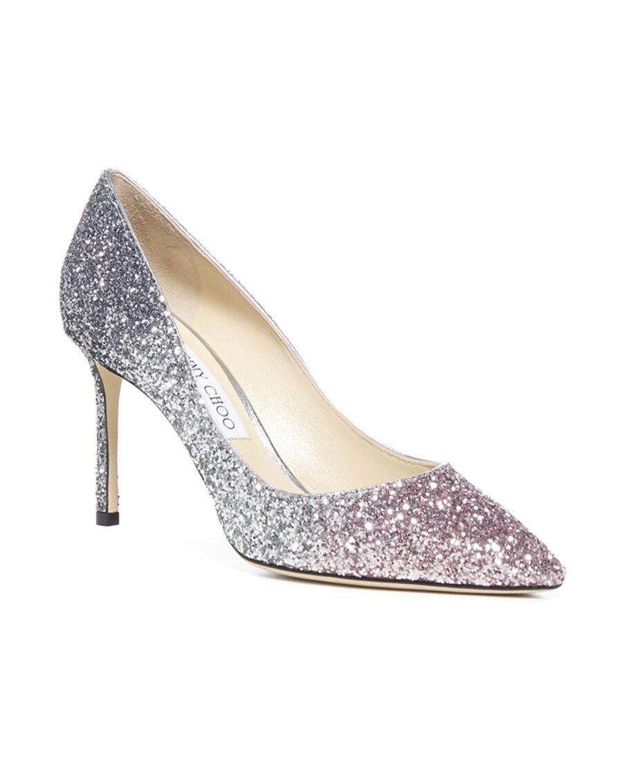 Jimmy Choo Multicolor Glitter Fabric Romy 85 Pumps In Silver