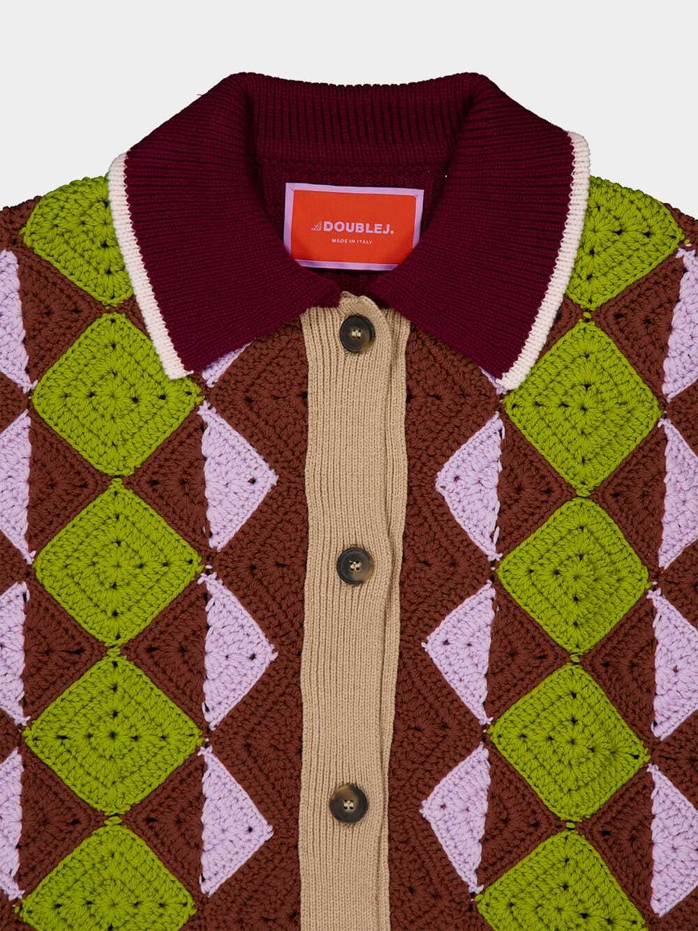 La Doublej Crochet-panel Button-fastening Cardigan In Brown