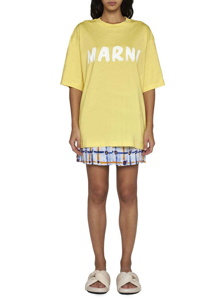 Marni Relaxed-fit Short-sleeve T-shirt With Bold Logo Print In Yellow