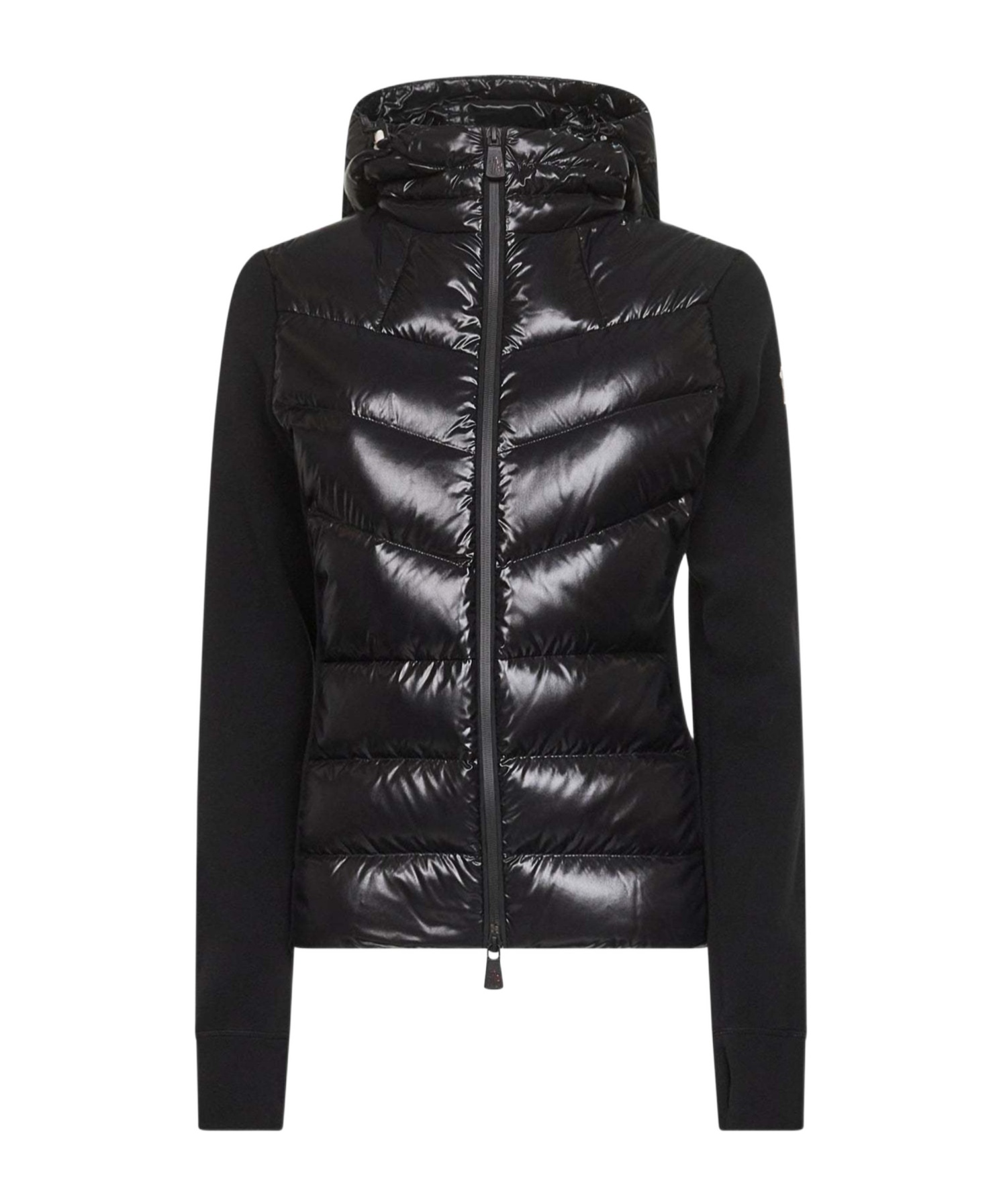 Moncler Hooded Long Sleeve Knitwear With Quilted Front In Multi