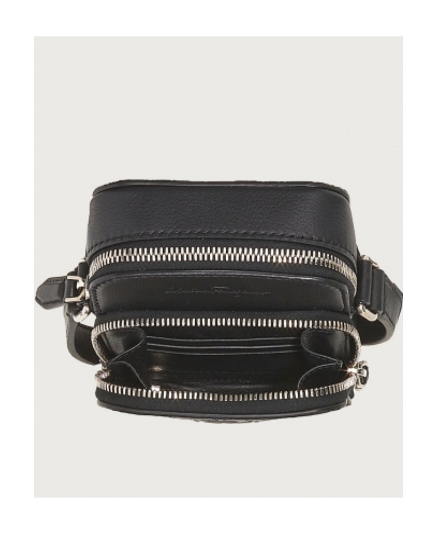 Ferragamo Embossed Satchel In Black