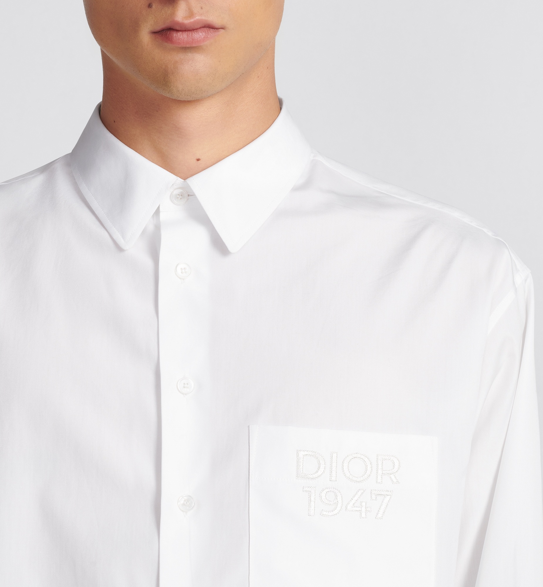 Dior Lapel Long-sleeved Shirt In White