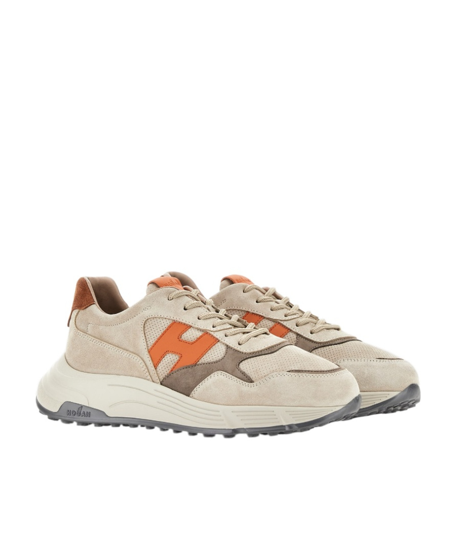 Hogan Hyperlight Lace-up Panelled Sneakers In Nude