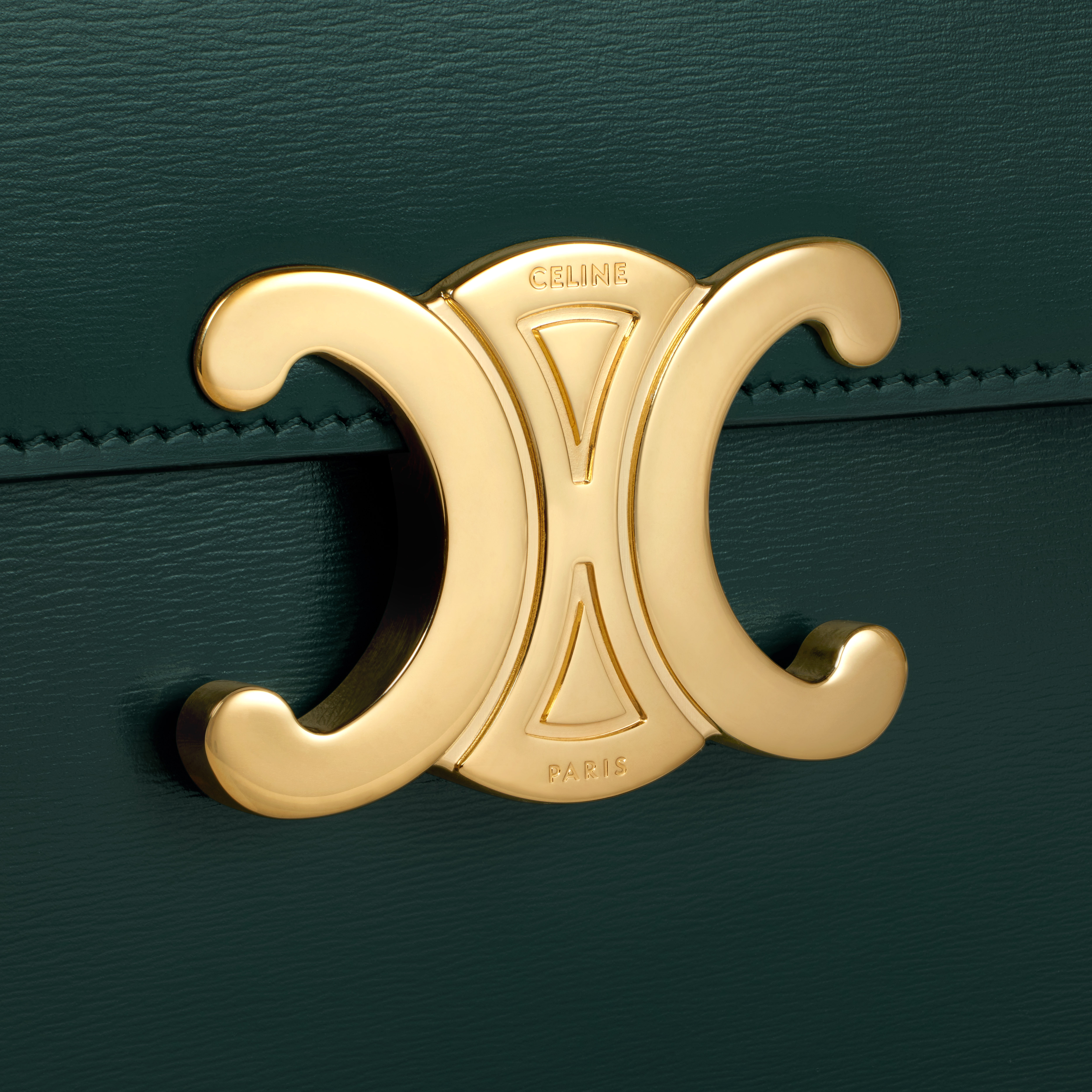 Celine Medium College Bag In Shiny Calfskin In Green