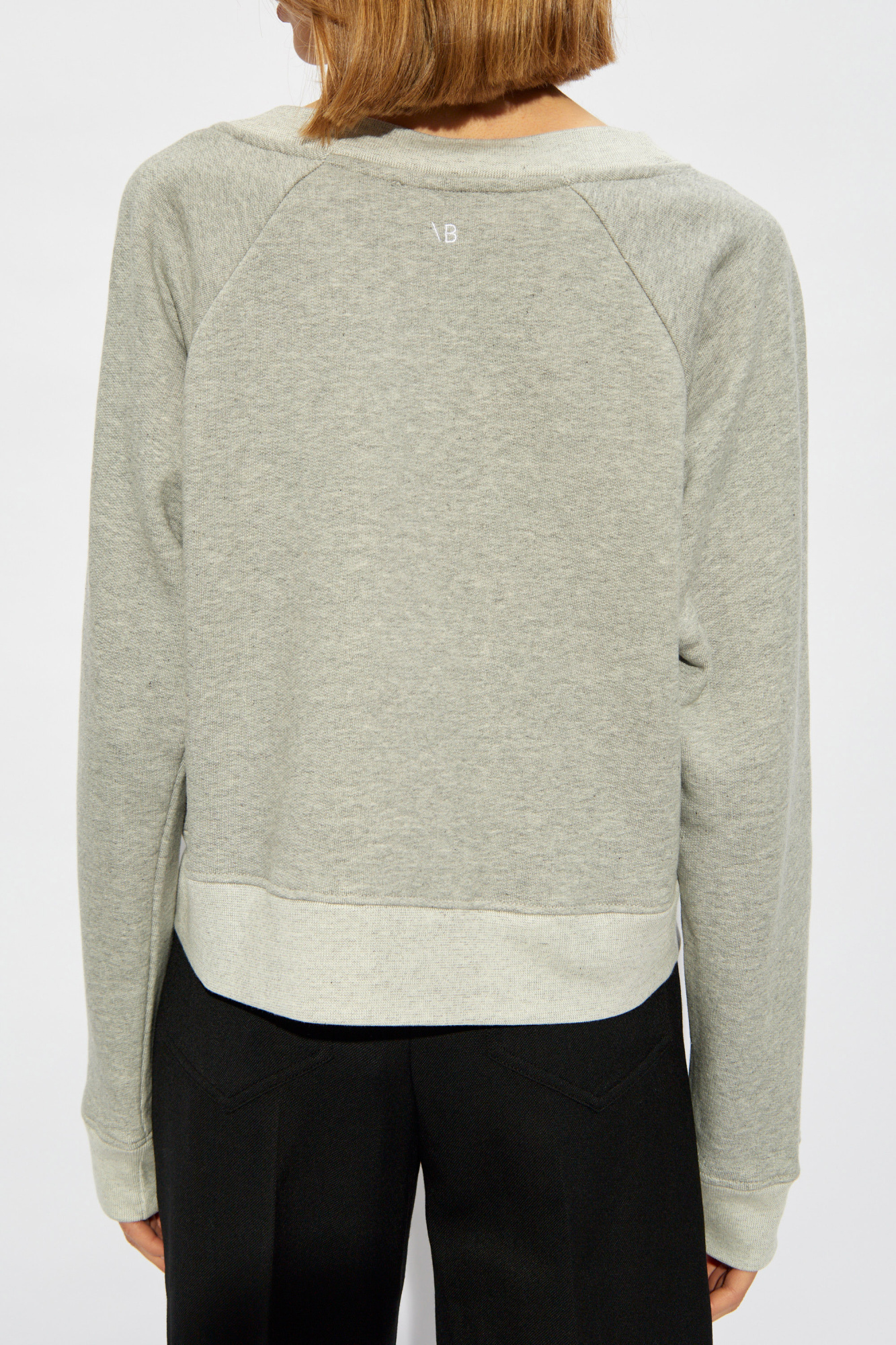Shop Victoria Beckham Logo-embroidered Boat-neck Sweatshirt In Nude