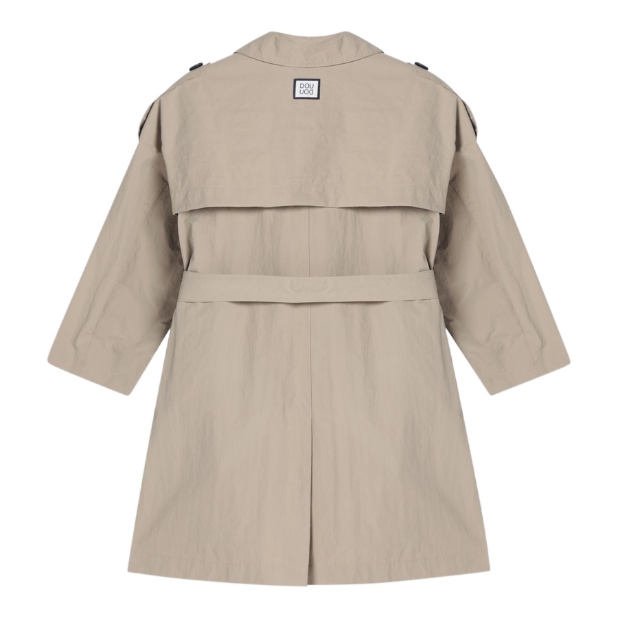 Douuod Double-breasted Trench Coat In Beige