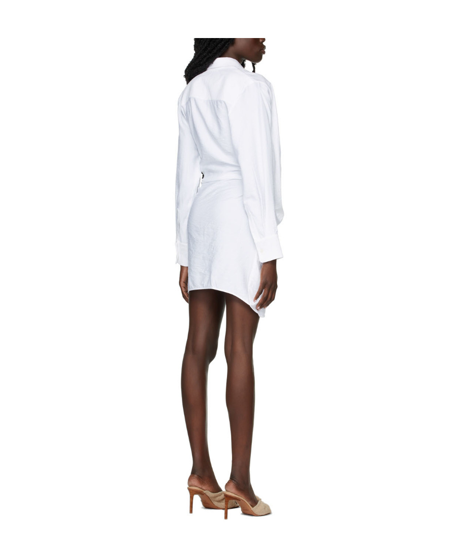 Jacquemus Bahia Tied Long-sleeved Dress In White
