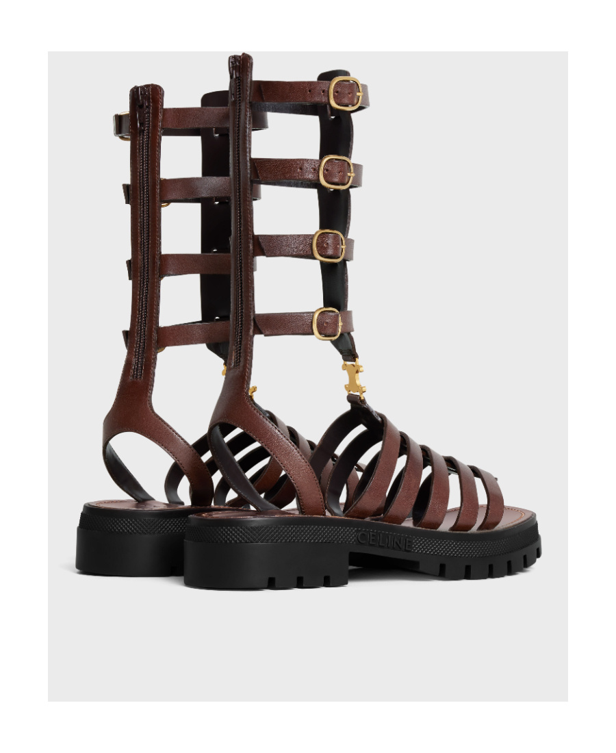 Celine Clea Triomphe Medium Sandals In Black