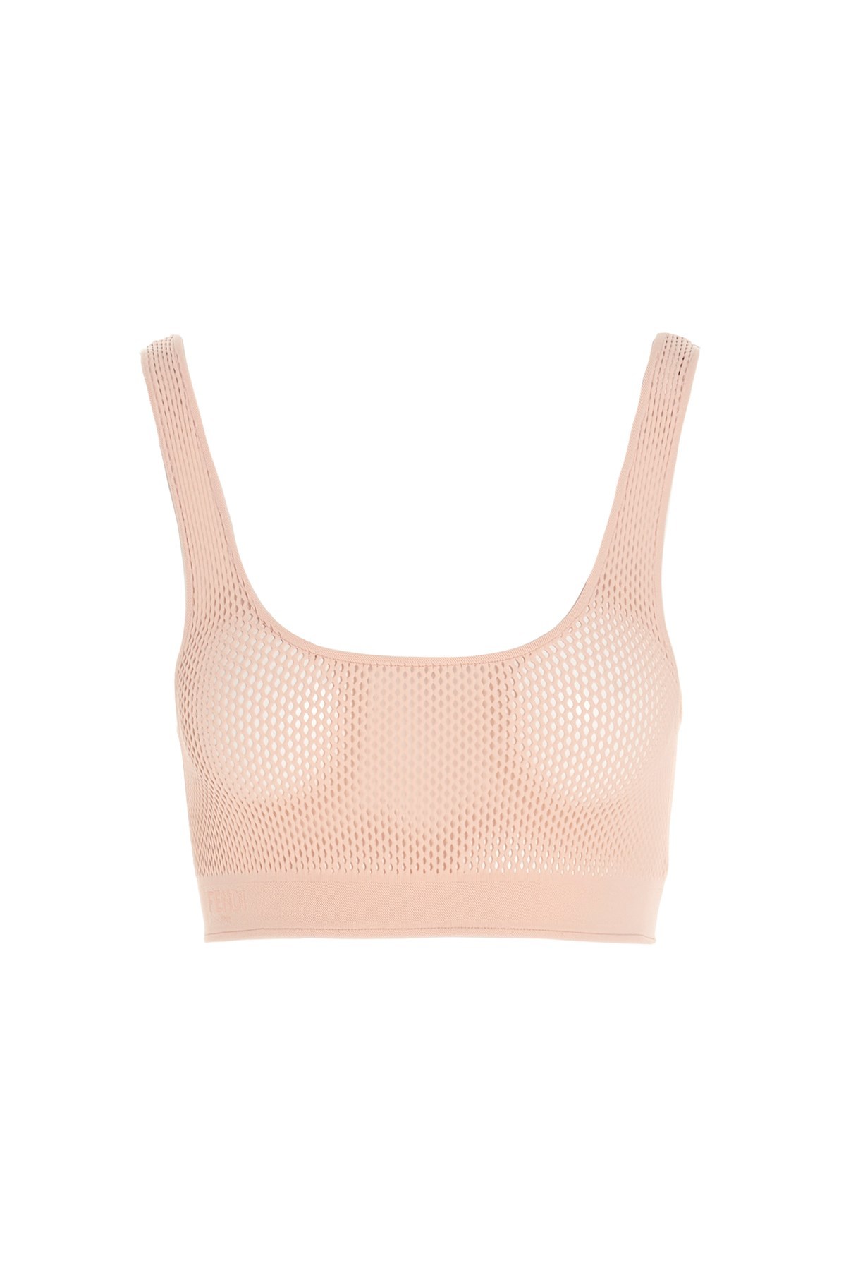 Shop Fendi Layered-effect Mesh Bodysuit In Nude