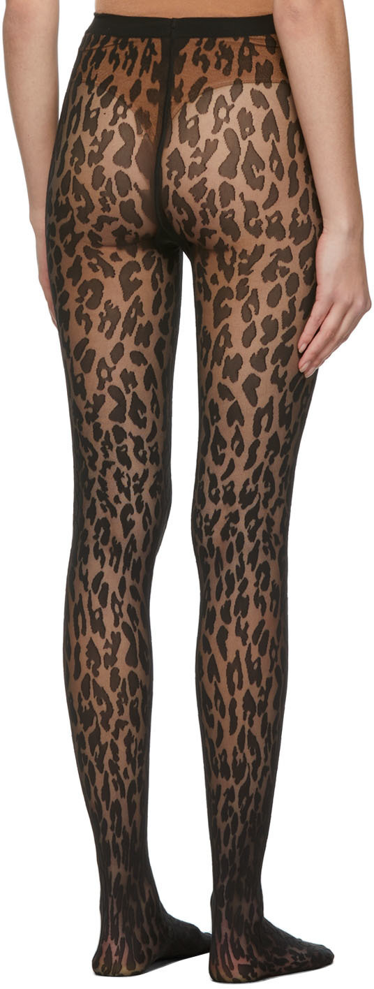 Wolford Logo Print Pantyhose In Brown