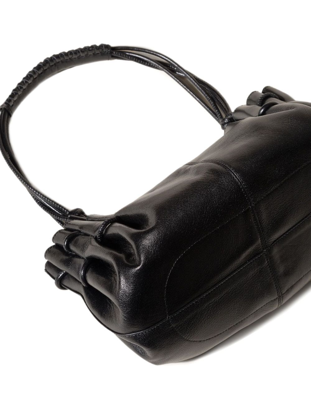 Hereu Leather Shoulder Bag With Knot And Pleat Detailing In Black