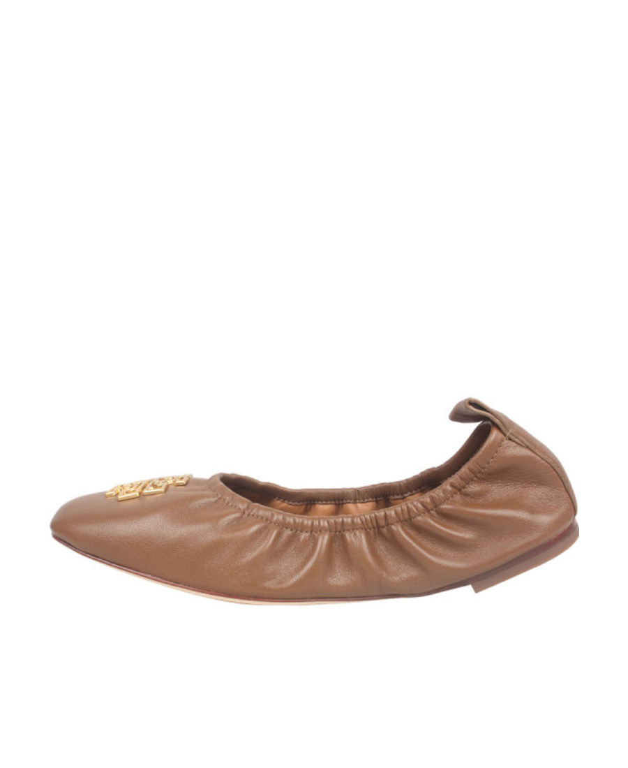 Tory Burch Logo Ballet Shoes In Brown