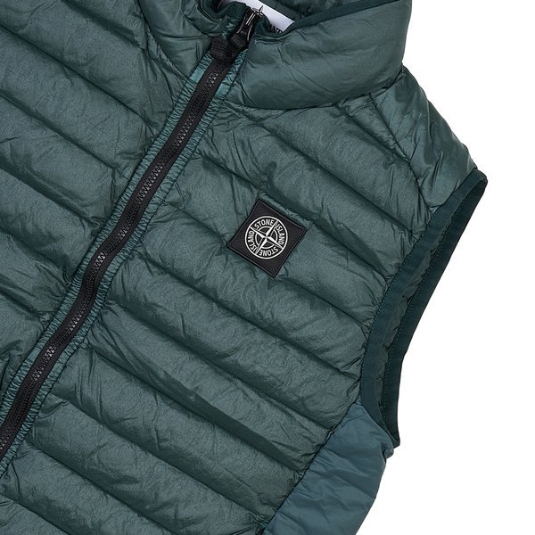Stone Island High-necked Sleeveless Down Jacket In Green