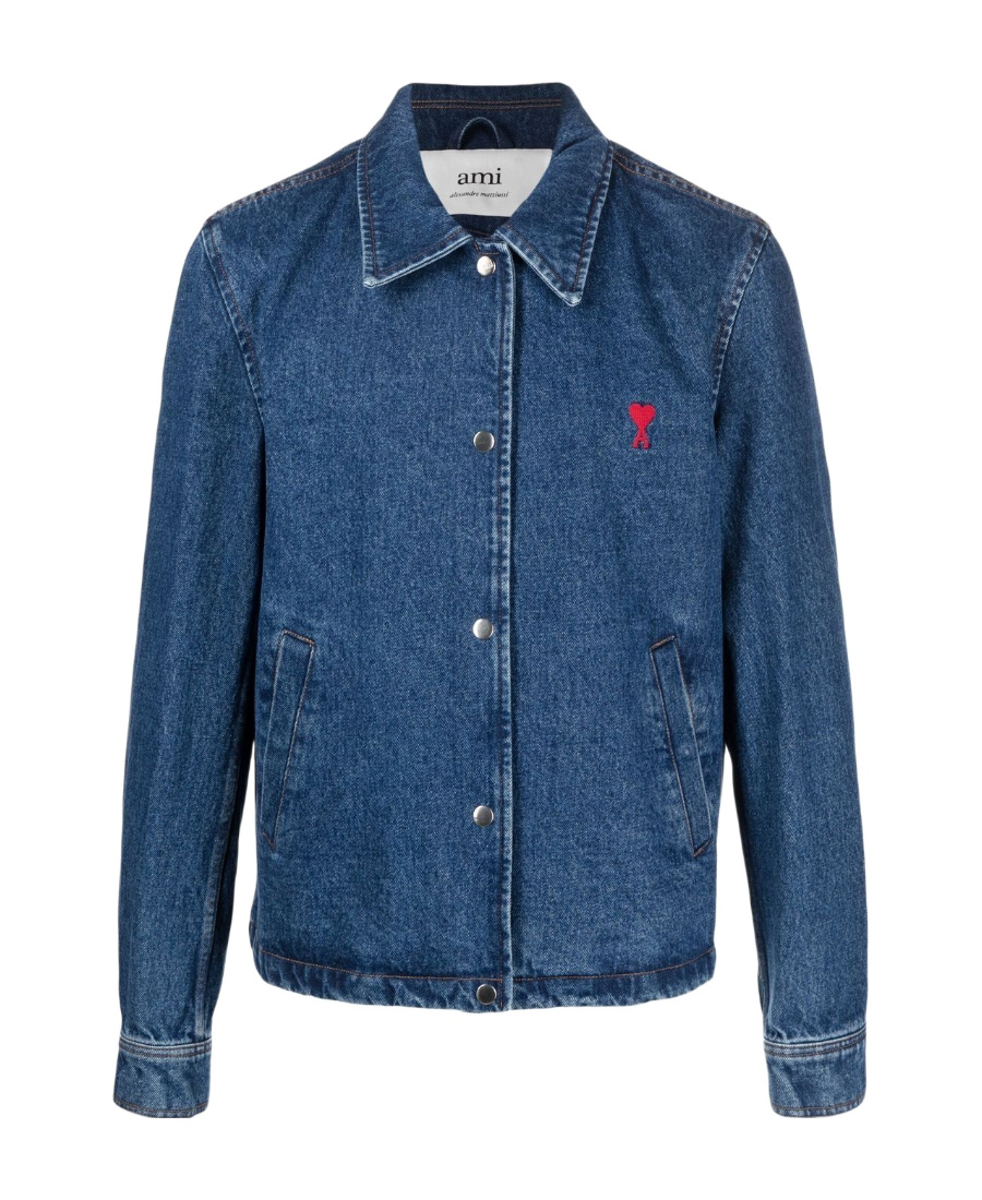 Ami Alexandre Mattiussi Logo Denim Jacket In Blue