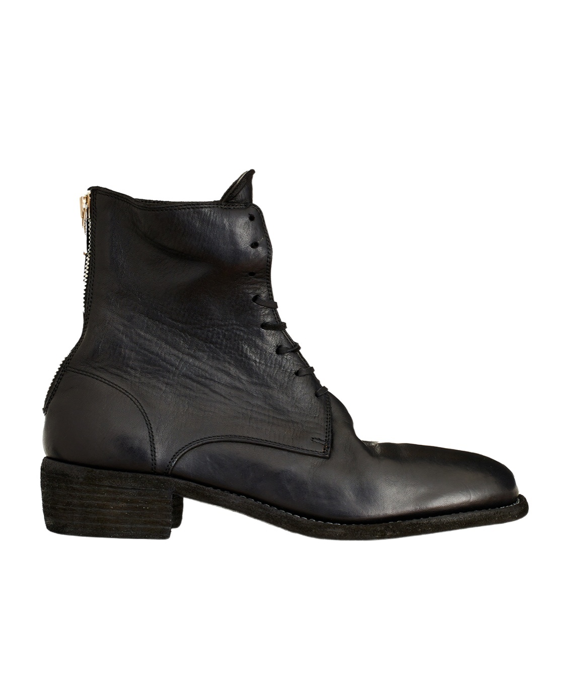Guidi Stivale Allacciato In Pelle Con Zip In Black