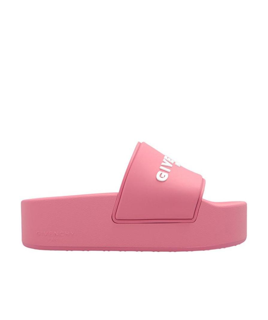 Givenchy Logoed Rubber Platform Slides In Pink