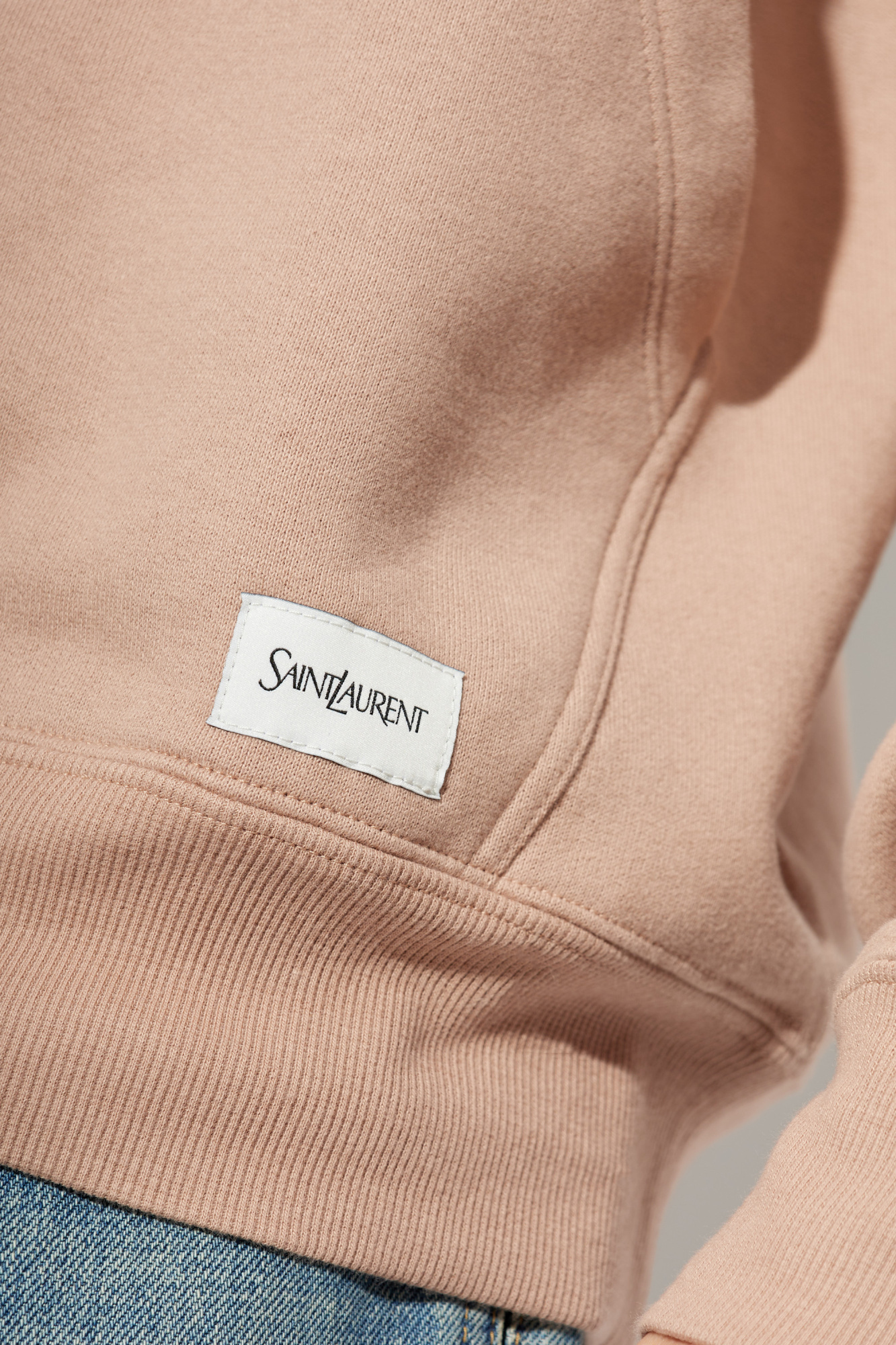 Shop Saint Laurent Logo-appliqué Hoodie In Nude