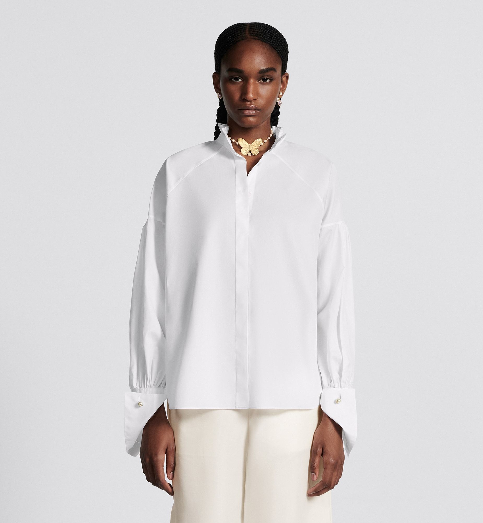 Dior Button Long-sleeved Shirt In White