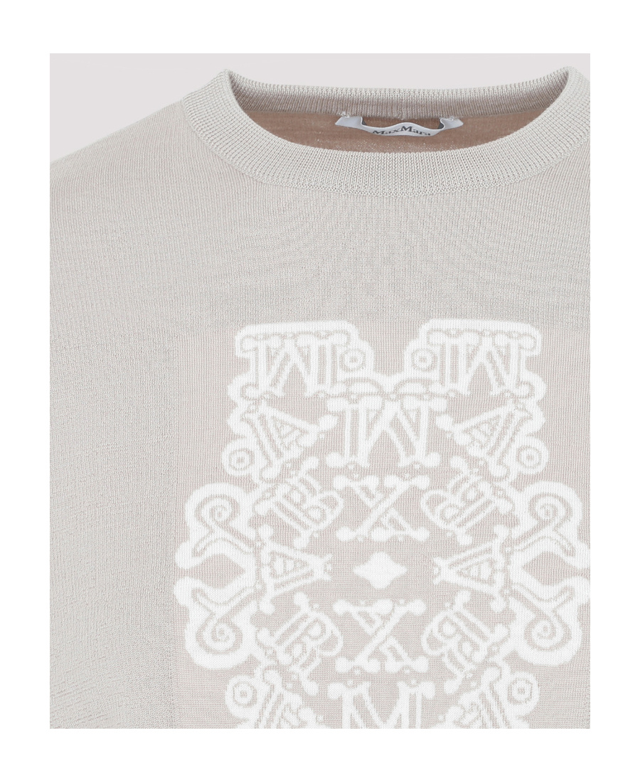 Shop Max Mara Logo-print Wool Sweatshirt In Nude
