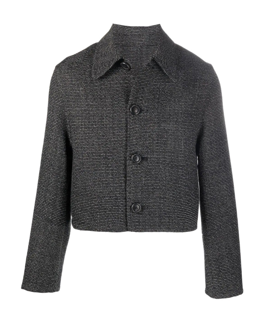 Ami Alexandre Mattiussi Textured Cropped Jacket In Black
