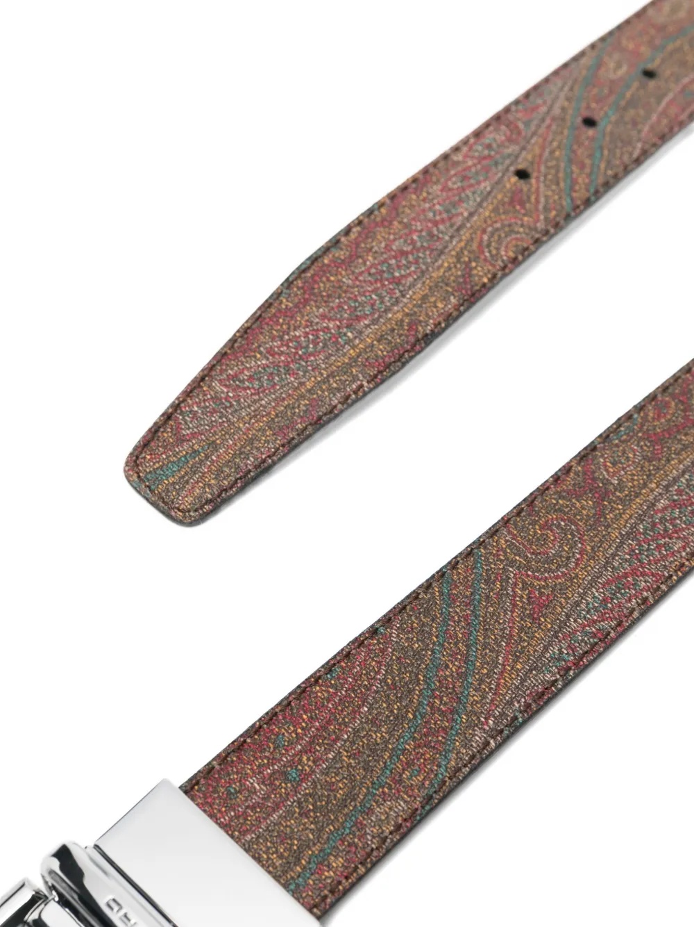 Etro Paisley-print Leather Belt In Black