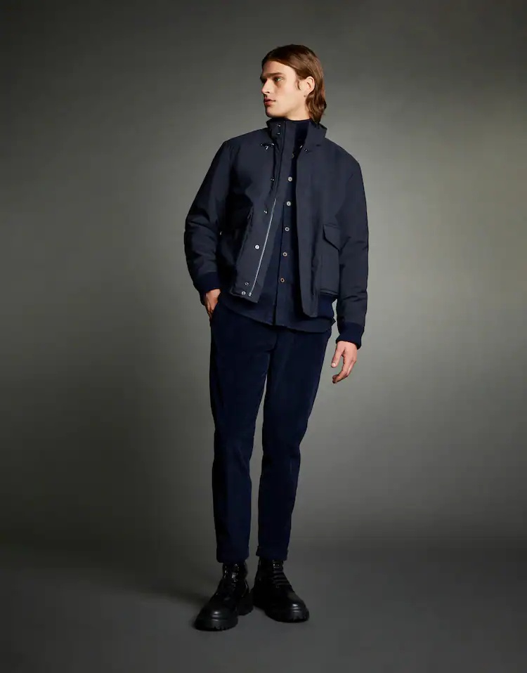 Fay Cotton Suit With Zipper Collar In Black