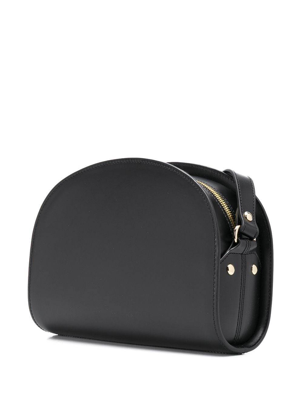 Apc A.p.c. Women Black Leather Mini Demi Lune Shoulder Bag In Black