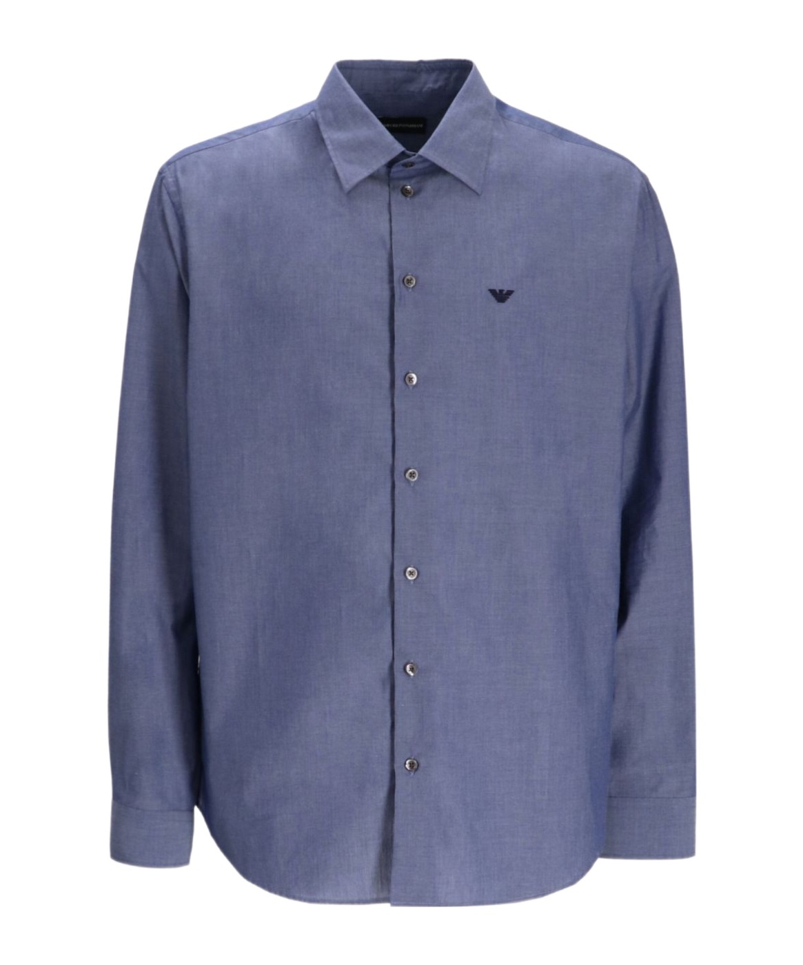 Emporio Armani Cotton Shirt With Button-down Collar And Cuffs In Blue