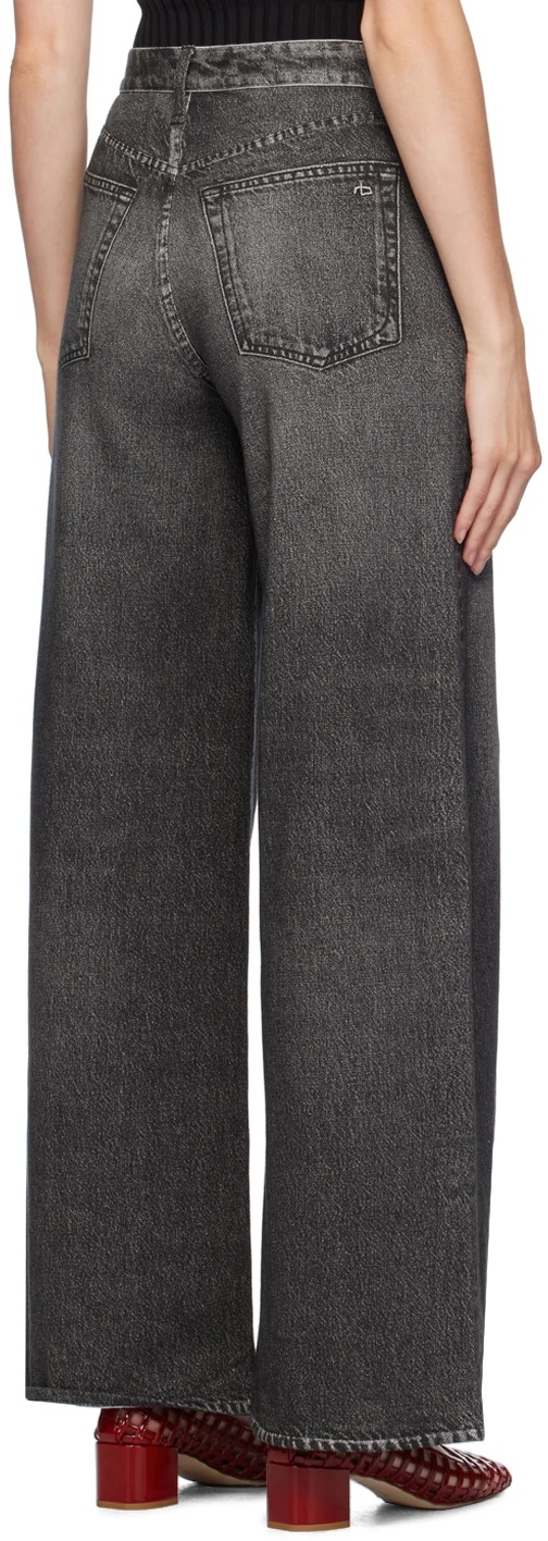 Rag & Bone Gray Miramar Terry Wide-leg Track Pants In Black