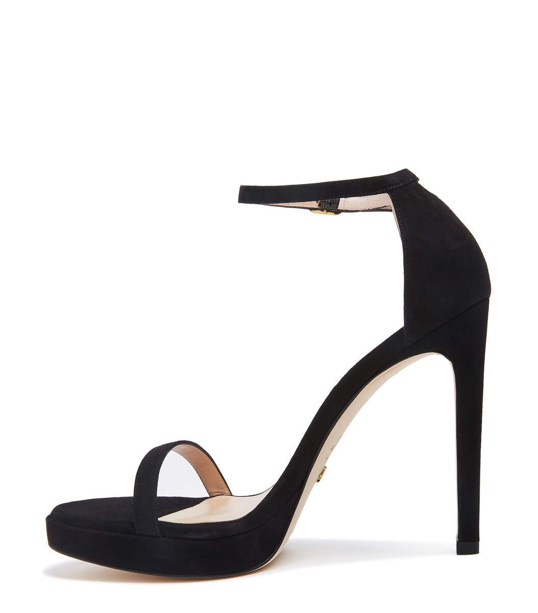 Stuart Weitzman One-word Loop Sandals With High Heels In Black