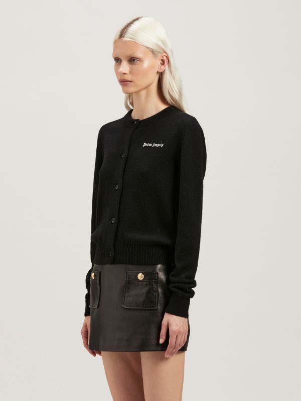 Palm Angels Logo-print Button-up Cardigan In Black