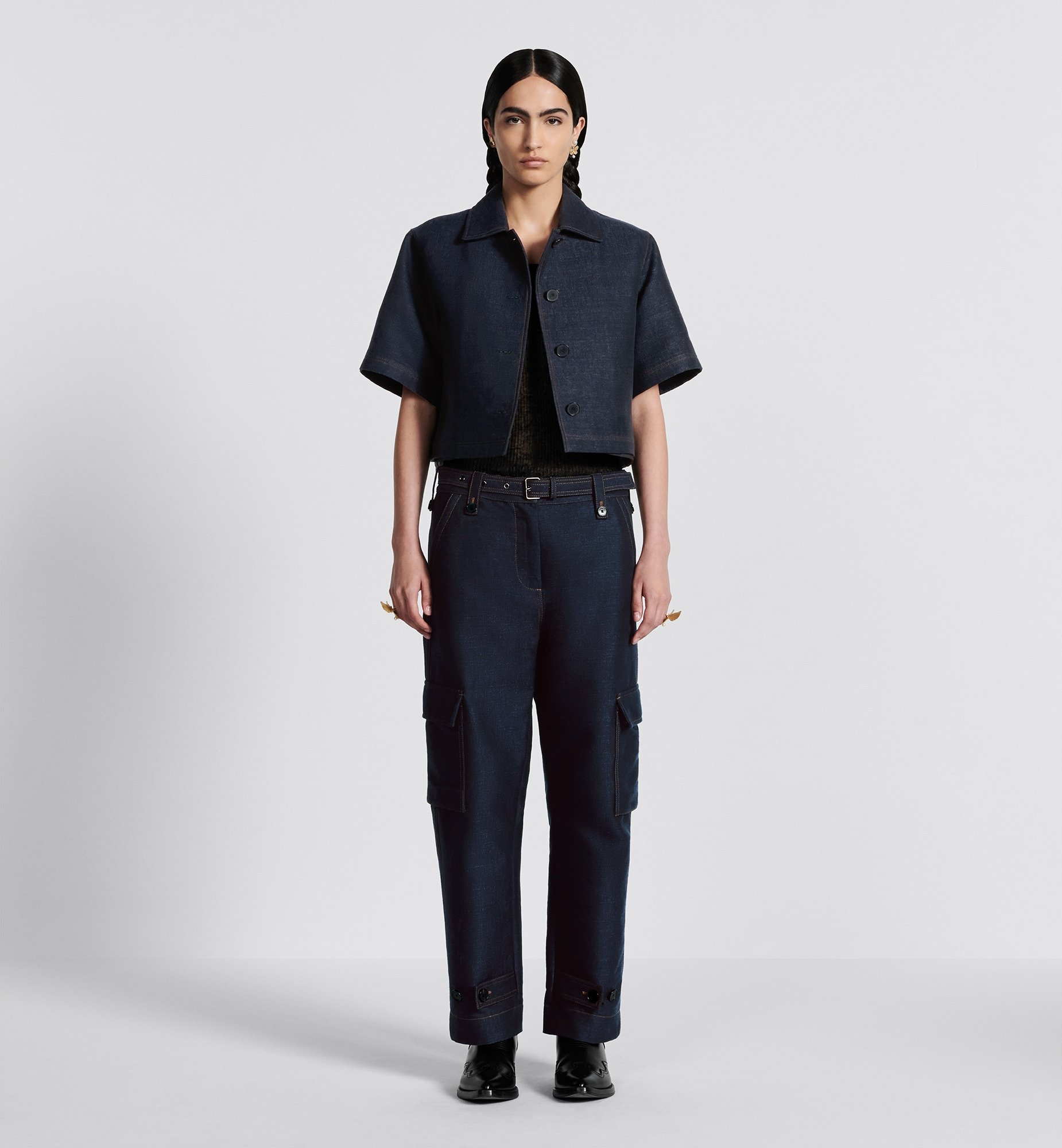 Dior Zipper Overalls Jeans In Blue