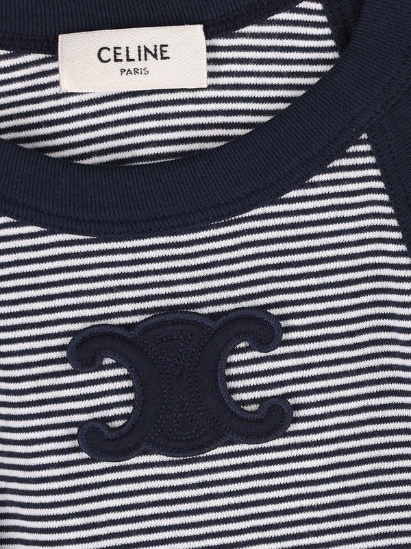 Celine Striped Sleeveless Vest In Navy