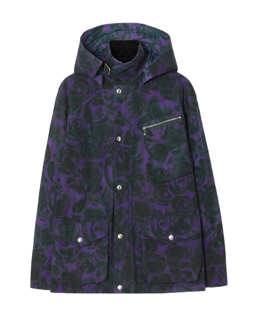 Burberry Rose-print Cotton Field Jacket In Black