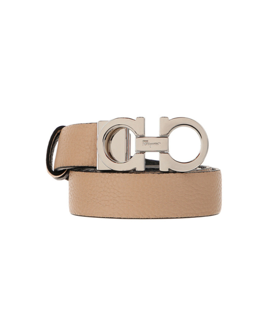 Ferragamo Double-sided Buckle Logo Belt In Black