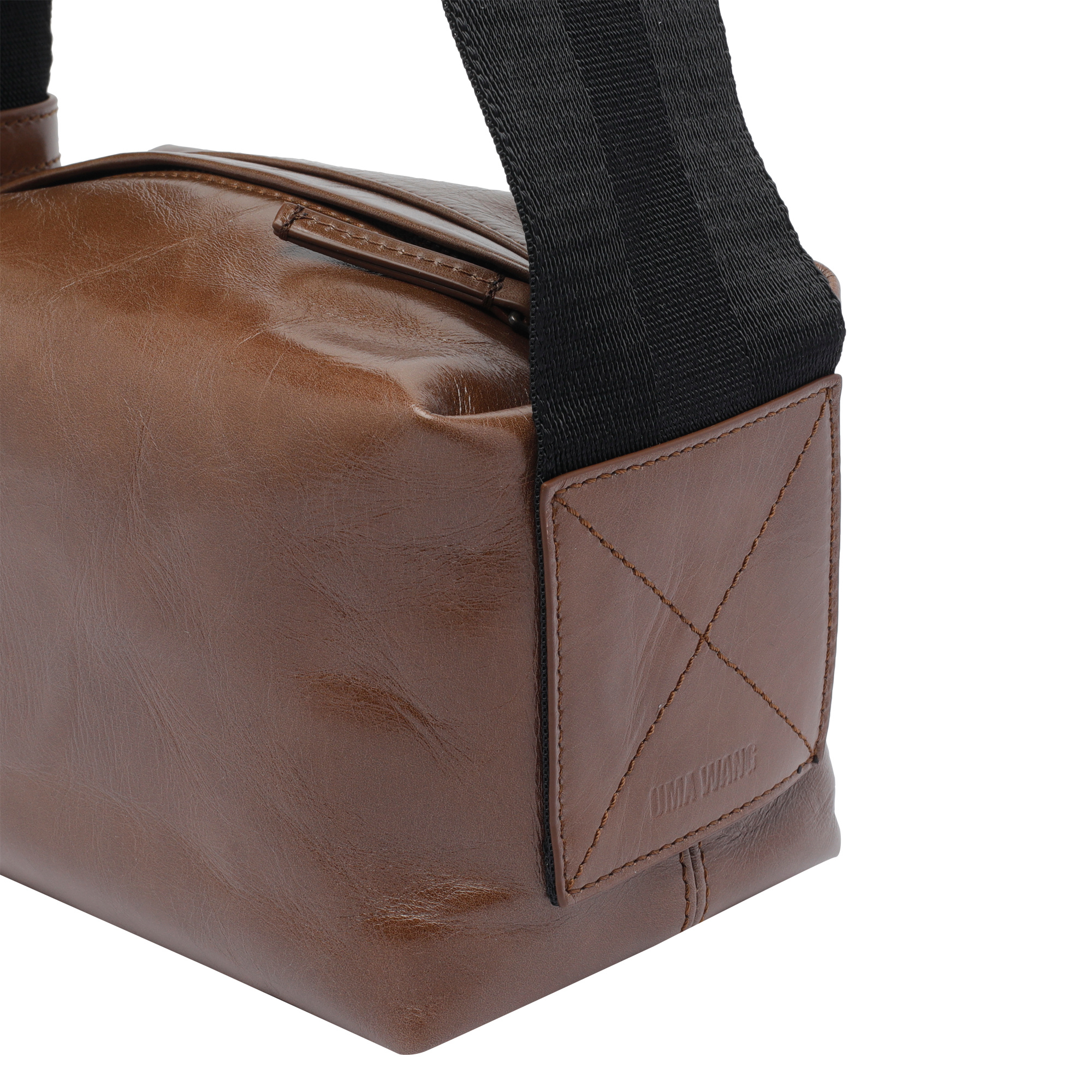 Uma Wang Textured Carbon Fiber Shoulder Bag With Adjustable Strap In Brown
