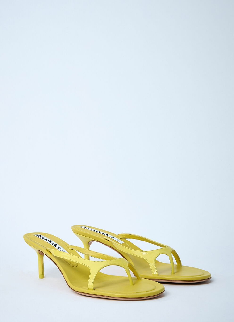 Acne Studios 60mm Heeled Leather Thong Sandals In Yellow