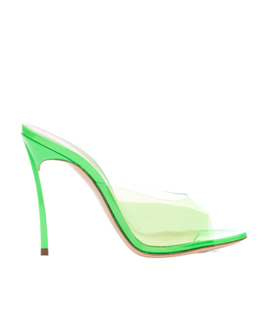 Casadei Green Transparent Peep Toe Sandals In Polyurethane Woman In White