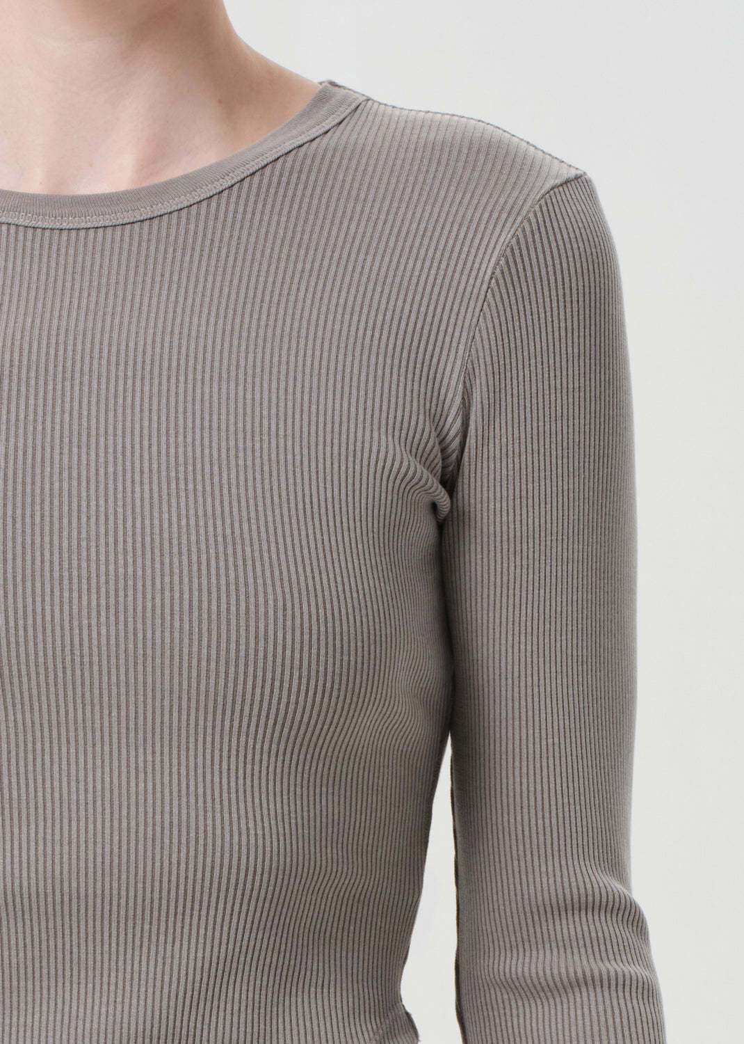 Agolde Long-sleeved Ribbed T-shirt In Gray